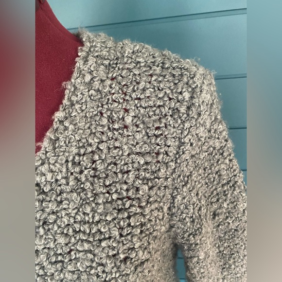 Dex long teddy grey double ended zip sweater/coat with pockets. - Picture 2 of 4